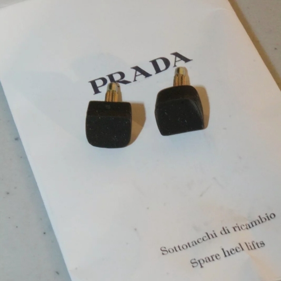 PRADA 1K9865 65 Spazzolato Clas Nero Heels pumps Shoes Size 40 open toe with bow - Picture 11 of 12